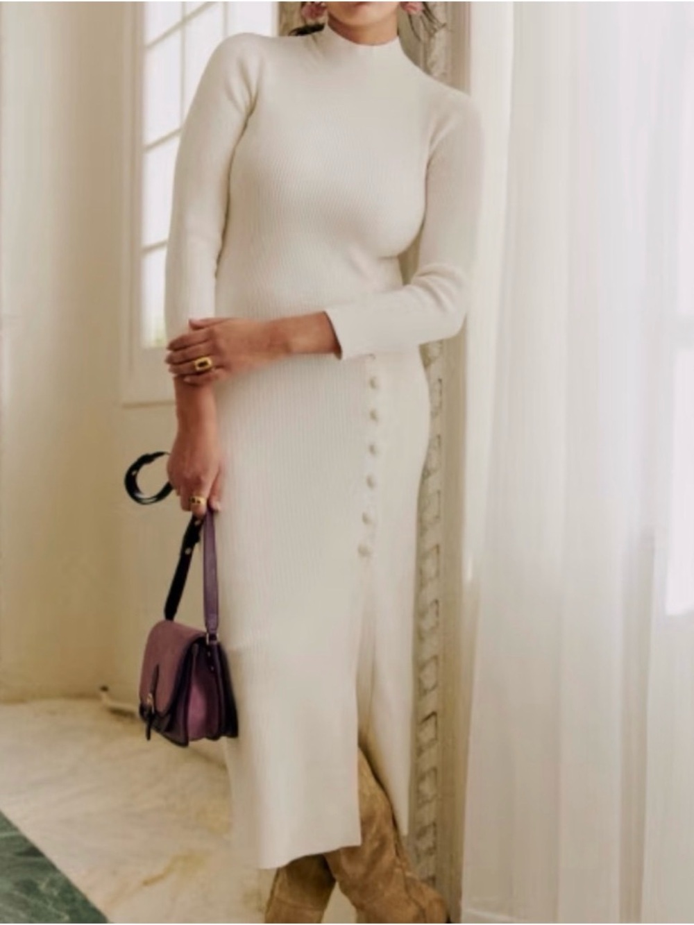 Sézane Harper Dress in Ecru. Size M